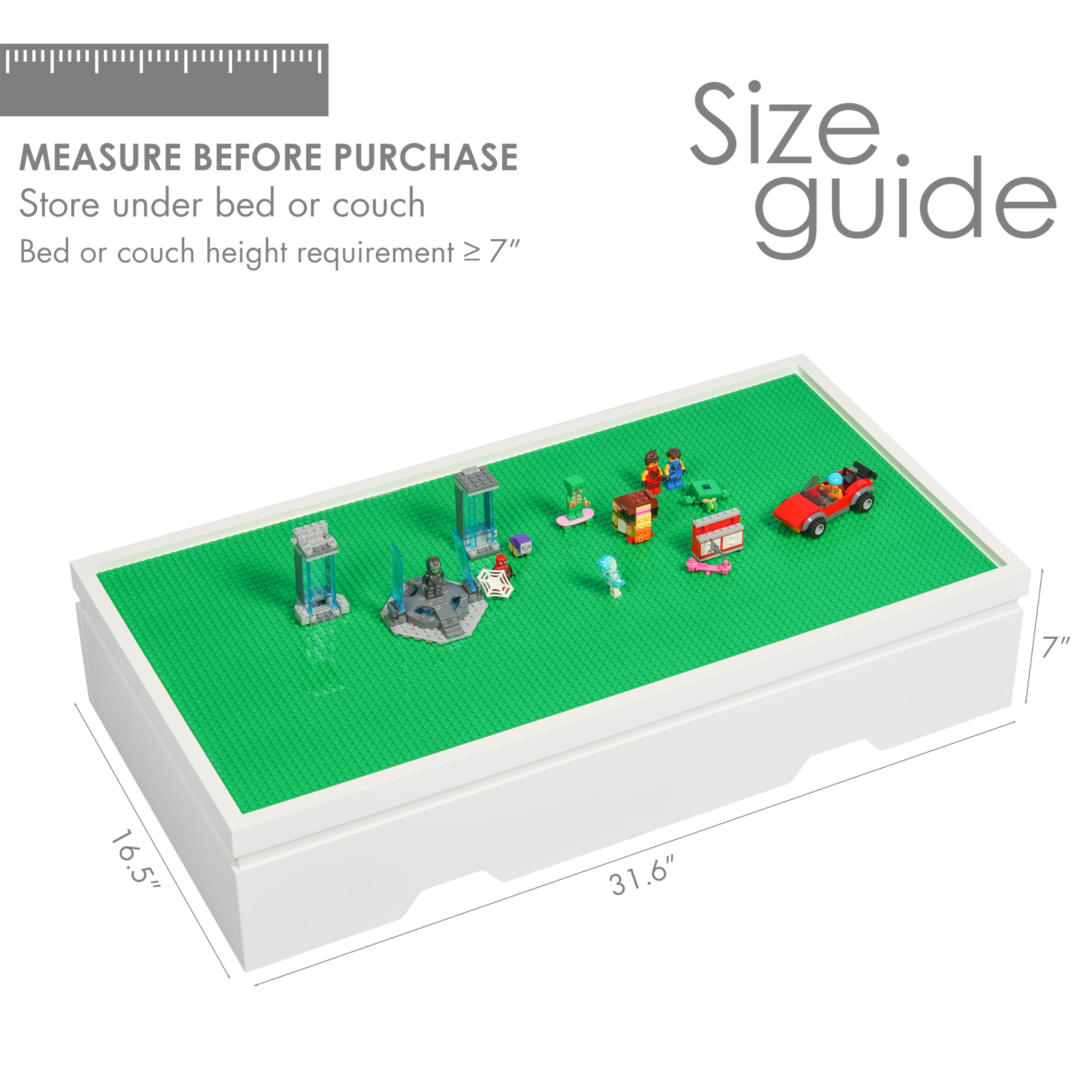 UTEX 3 in 1 Construction Play Table Compatible with Lego, Rolling Kids Activity Train Table with Storage and Wheels, Reversible Top Store Under Beds or Sofas - Image 3