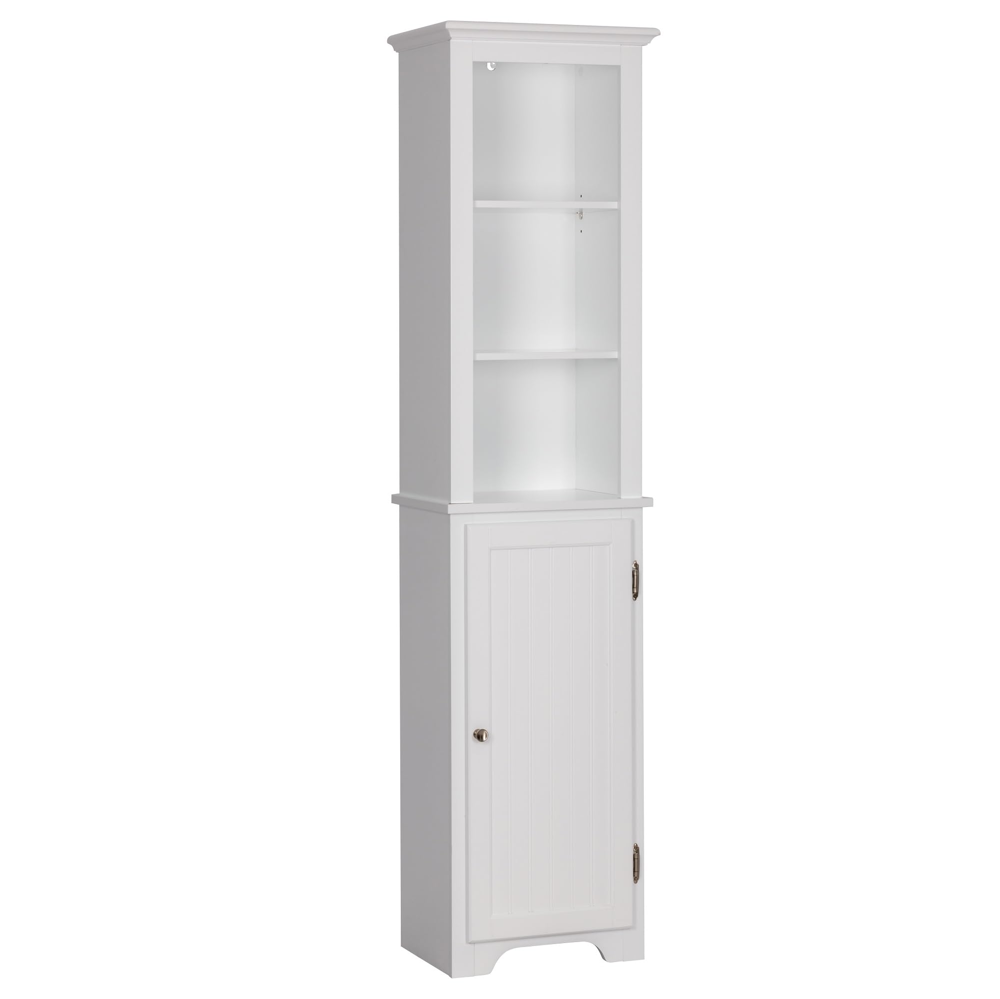 UTEX 64" Freestanding Storage Cabinet, Bathroom Tall Silm Cabinet with Doors and Adjustable Shelves, Free Standing Linen Tower, Home Storage Furniture, White - Image 9