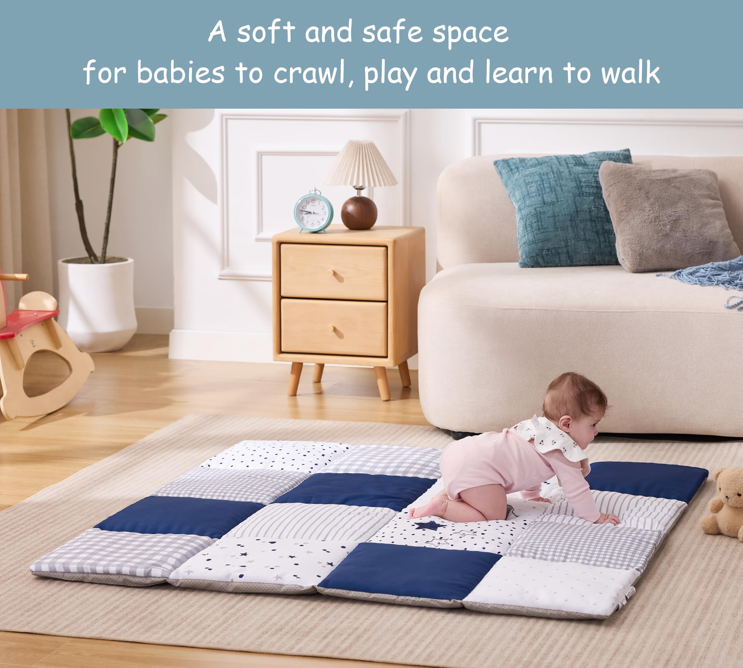 UTEX Baby Play Mat for Floor, 50x50 Playpen Mat, Thick Cushioned Play Mat for Baby and Infants, Non-Slip & Machine Washable - Image 4