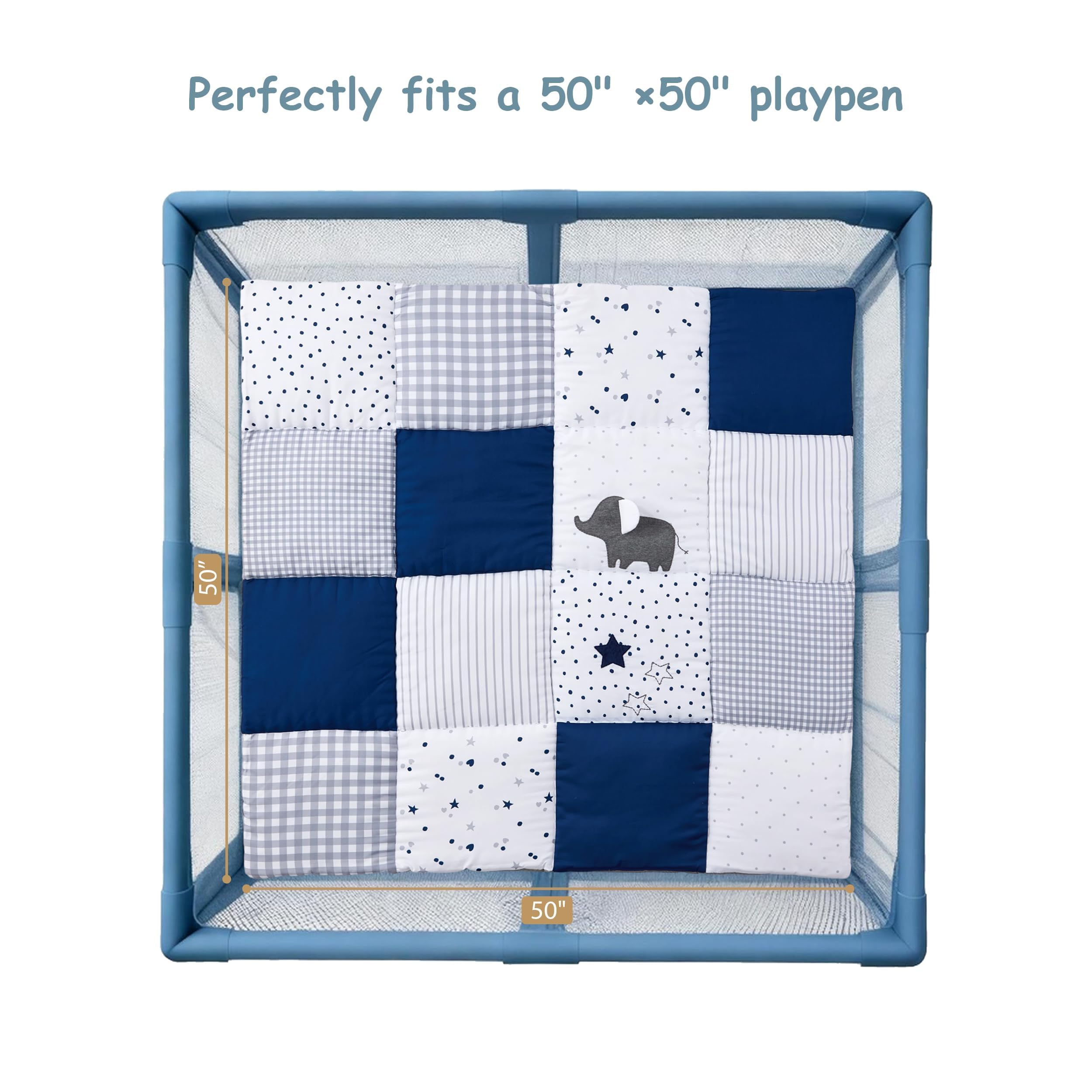 UTEX Baby Play Mat for Floor, 50x50 Playpen Mat, Thick Cushioned Play Mat for Baby and Infants, Non-Slip & Machine Washable - Image 5