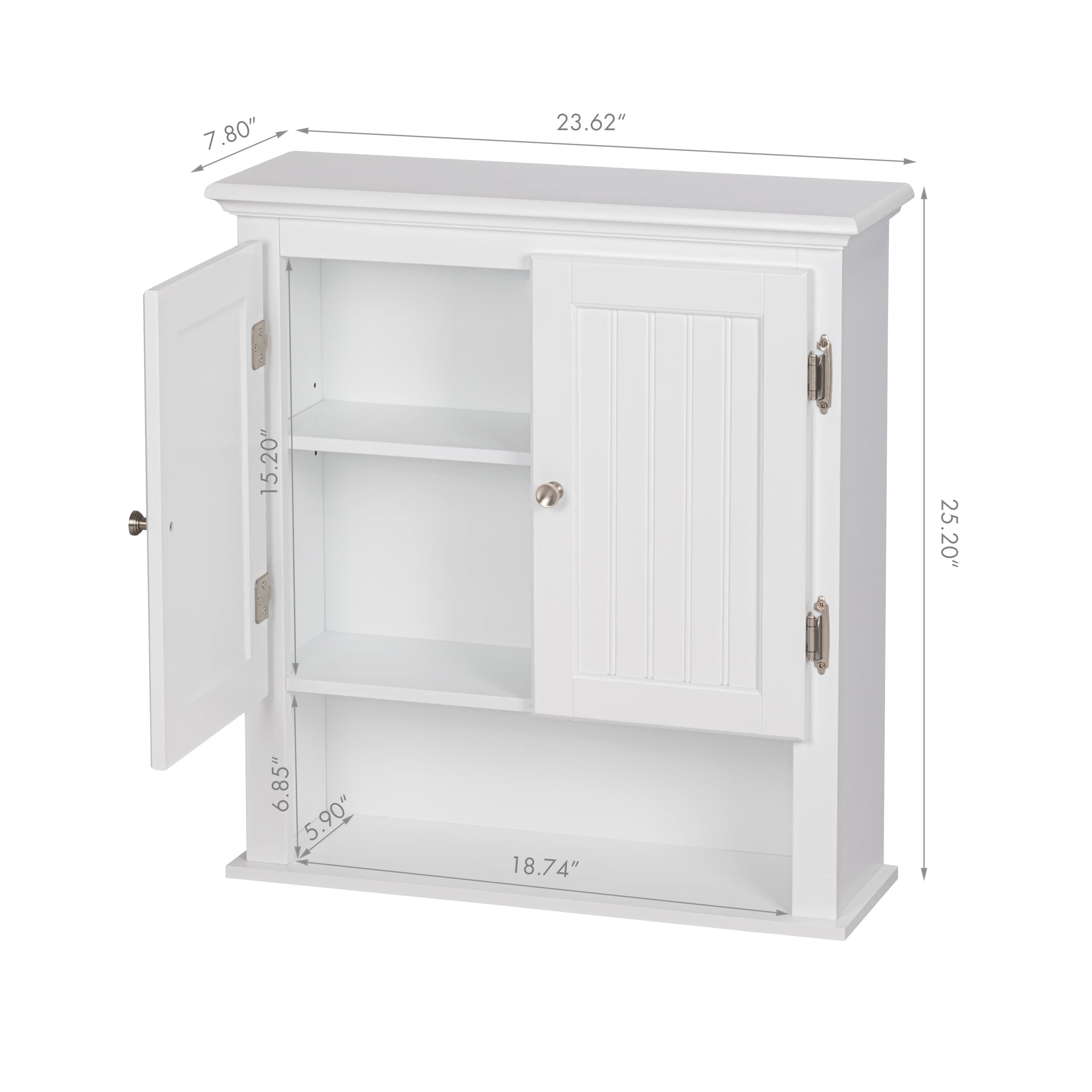 UTEX Bathroom Wall Cabinet, Bathroom Medicine Cabinet with Adjustable Shelves and Doors, Space Saving Wall Storage Cabinet, White - Image 3