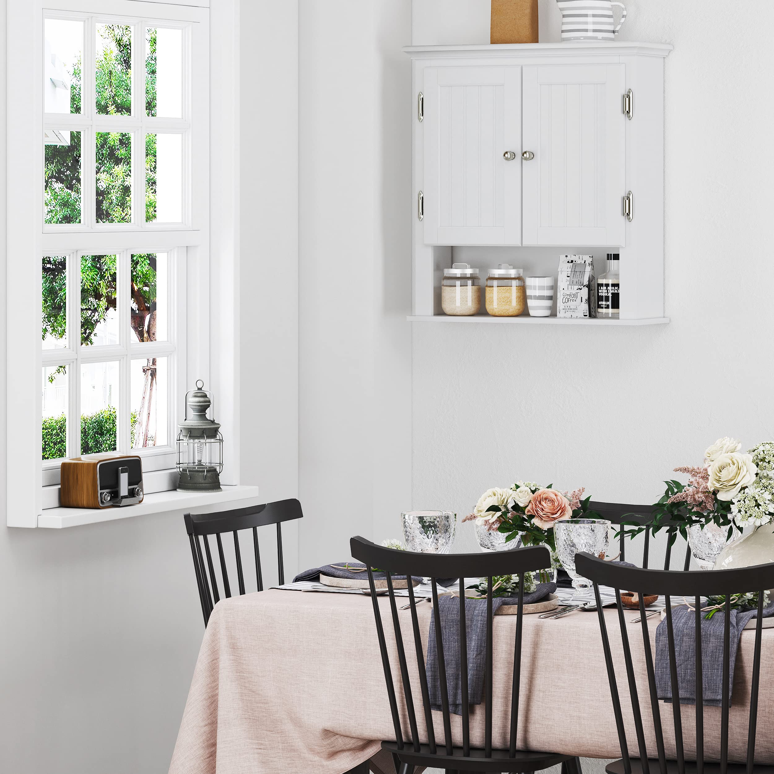 UTEX Bathroom Wall Cabinet, Bathroom Medicine Cabinet with Adjustable Shelves and Doors, Space Saving Wall Storage Cabinet, White - Image 9