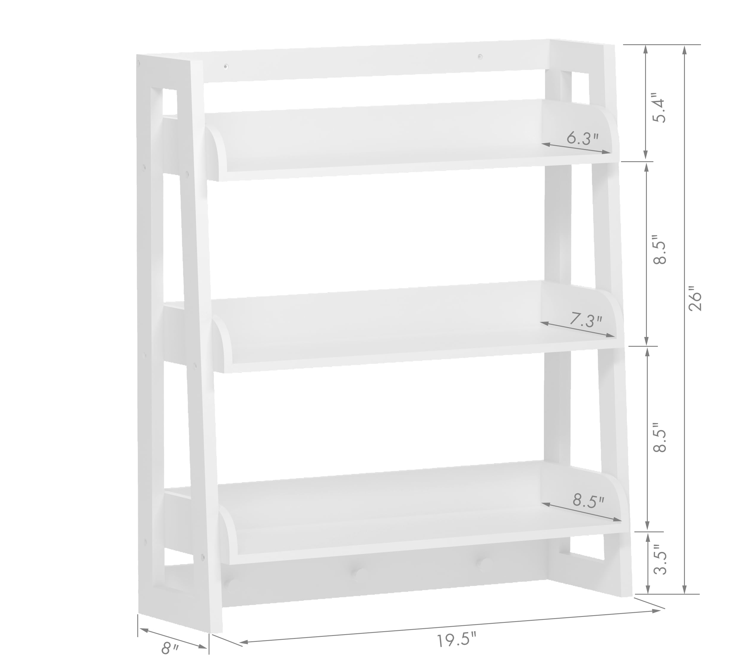 UTEX Bathroom Wall Shelf, Over Toilet Storage Shelf Organizer, 3-Tier Wall Mount Shelf Rack with Hook, White - Image 3