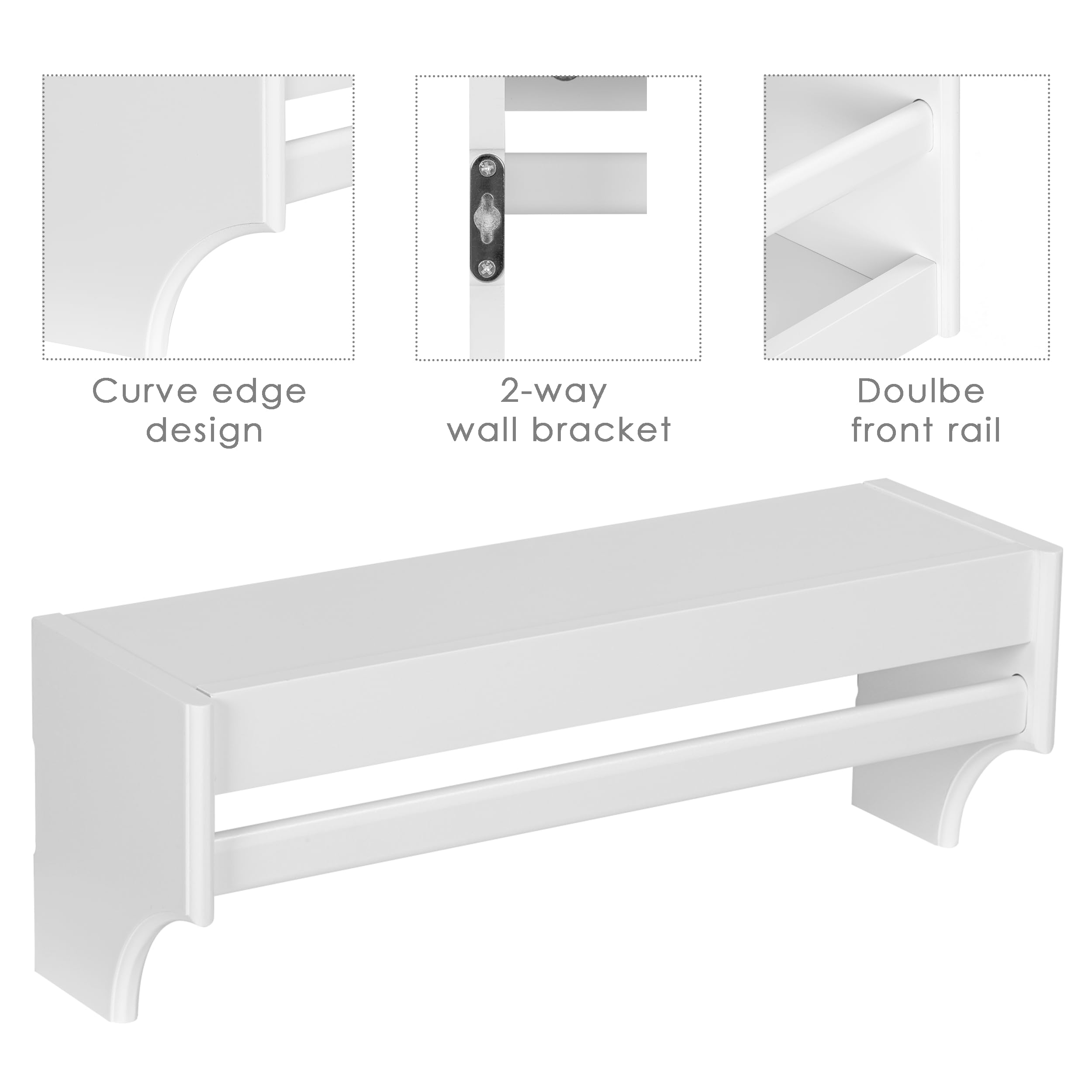 UTEX Floating Nursery Book Shelves Set of 3, Baby Hanging Bookshelves for Wall Decor and Storage, Wall Mounted Book Shelf for Kids Room, Nursery, Playroom, Bedroom, 16.3 Inch, White, SS24-UTX-K065W - Image 7