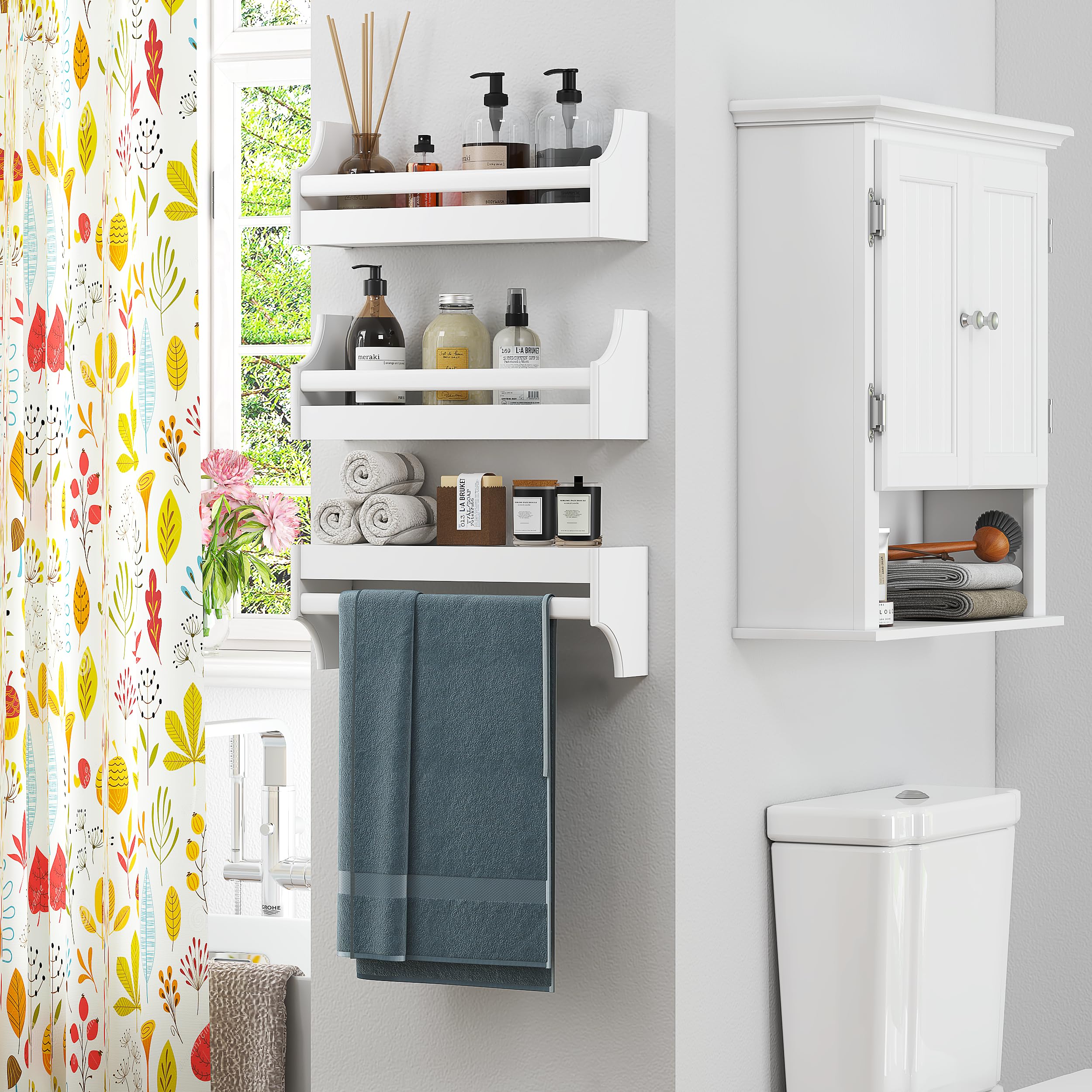 UTEX Floating Nursery Book Shelves Set of 3, Baby Hanging Bookshelves for Wall Decor and Storage, Wall Mounted Book Shelf for Kids Room, Nursery, Playroom, Bedroom, 16.3 Inch, White, SS24-UTX-K065W - Image 8