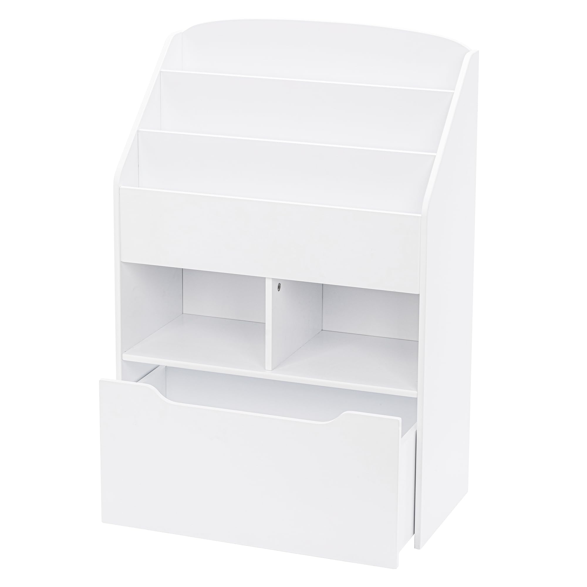 UTEX Kids Bookshelf with Movable Toy Box, Toddler Book Shelf and Toy Storage, Children Book Display Rack Toy Chest Combo for Kids Room & Nursery, White - Image 8
