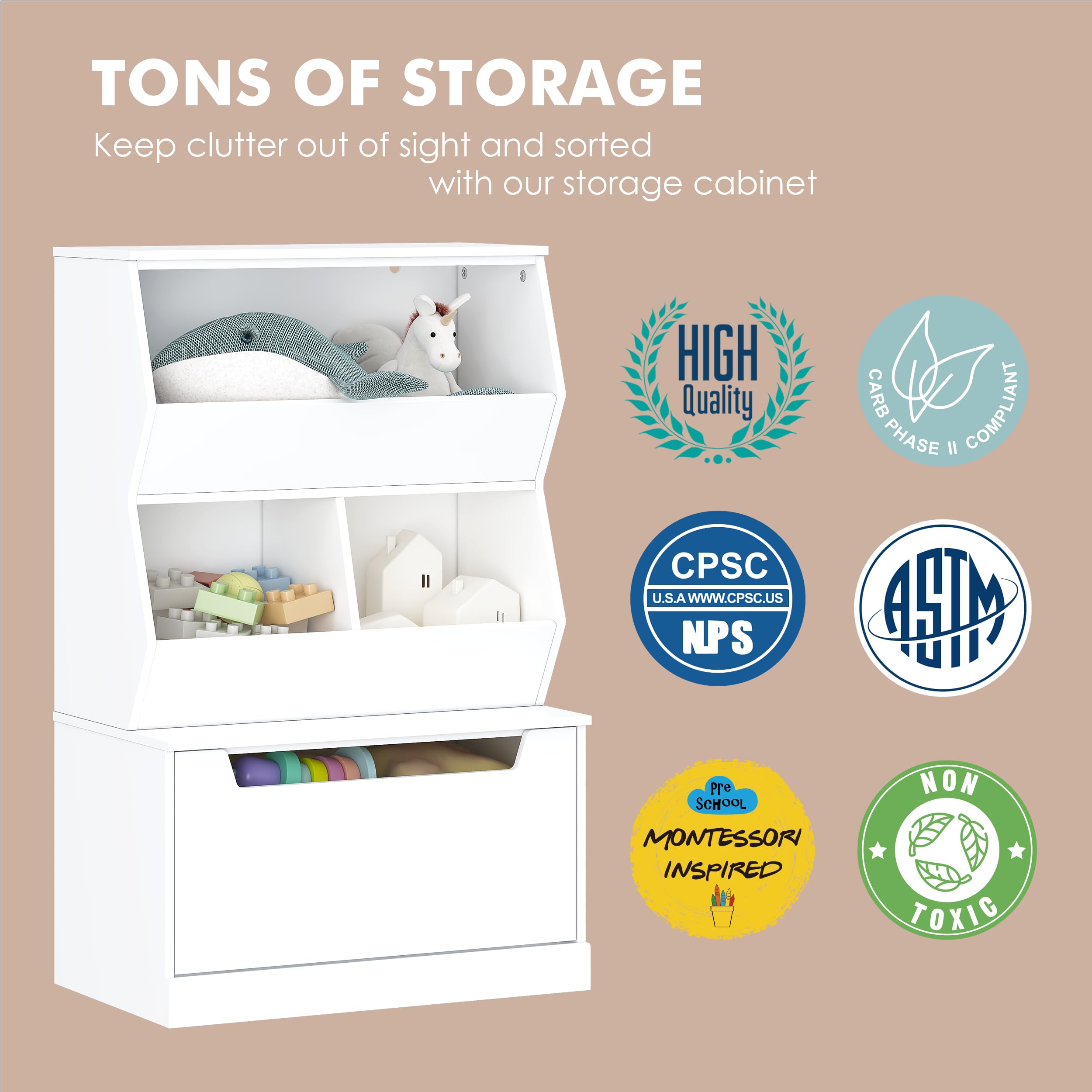 UTEX Kids Toy Storage Organizer, Bookshelf for Kids and Bookcase with Drawer, Children Open Storage Cubby for Playroom Nursery White - Image 5