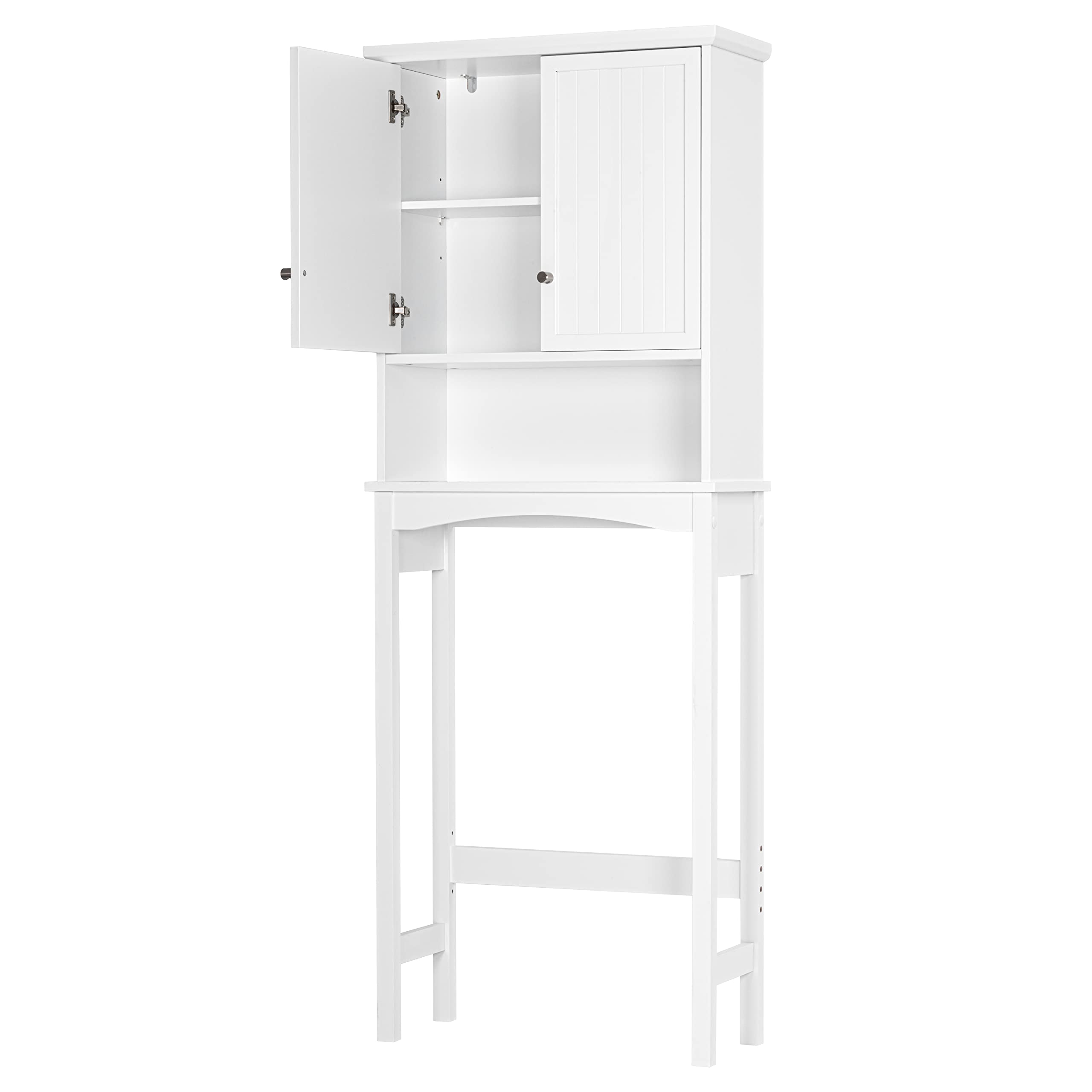 UTEX Over The Toilet Storage Cabinet, Bathroom Above Toilet Cabinet Organizer with Adjustable Shelves, White - Image 8