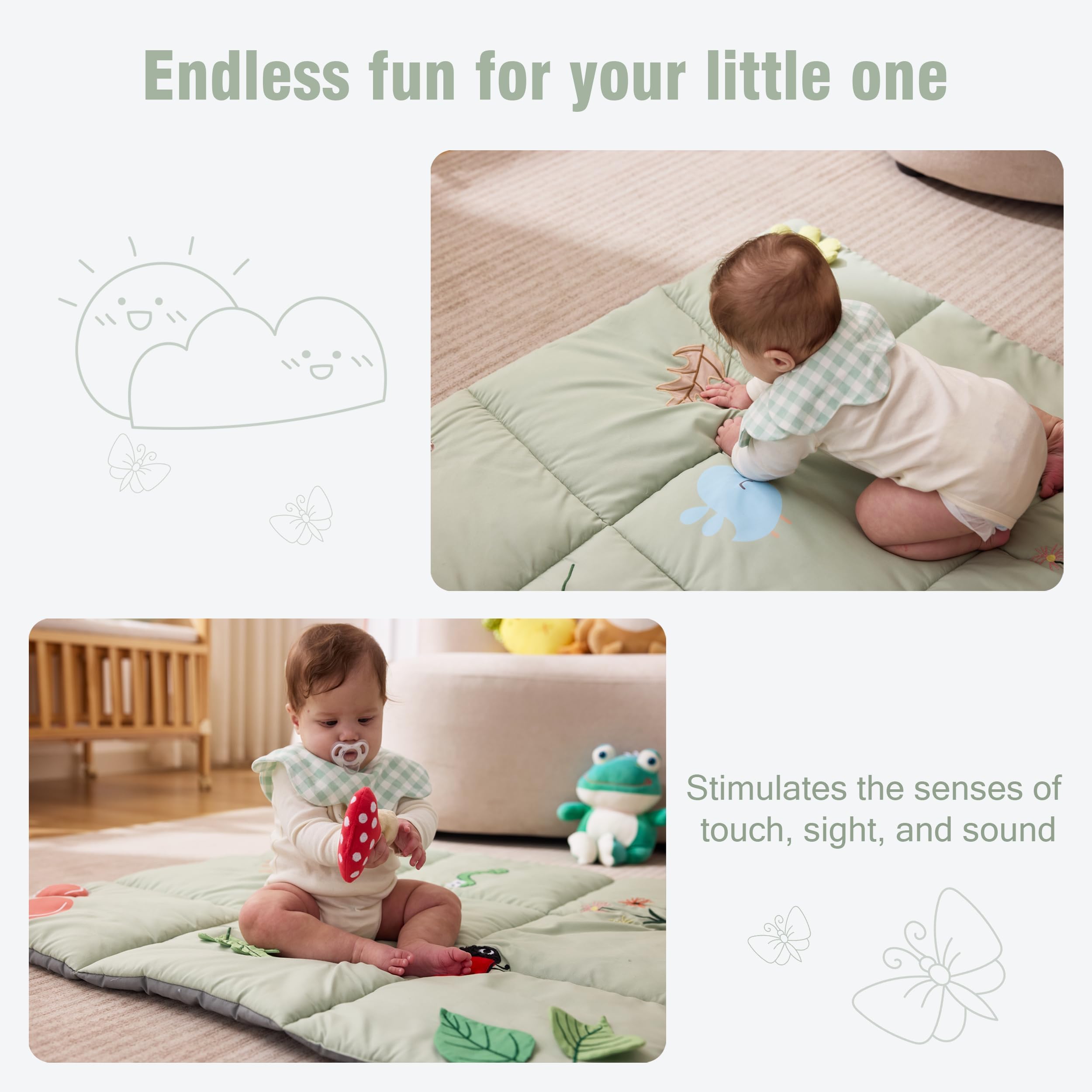 UTEX Premium 9-in-1 Tummy Time Mat, Baby Play Mat, Soft Sensory Mat for Infants, Newborn Essentials Gift - Image 5