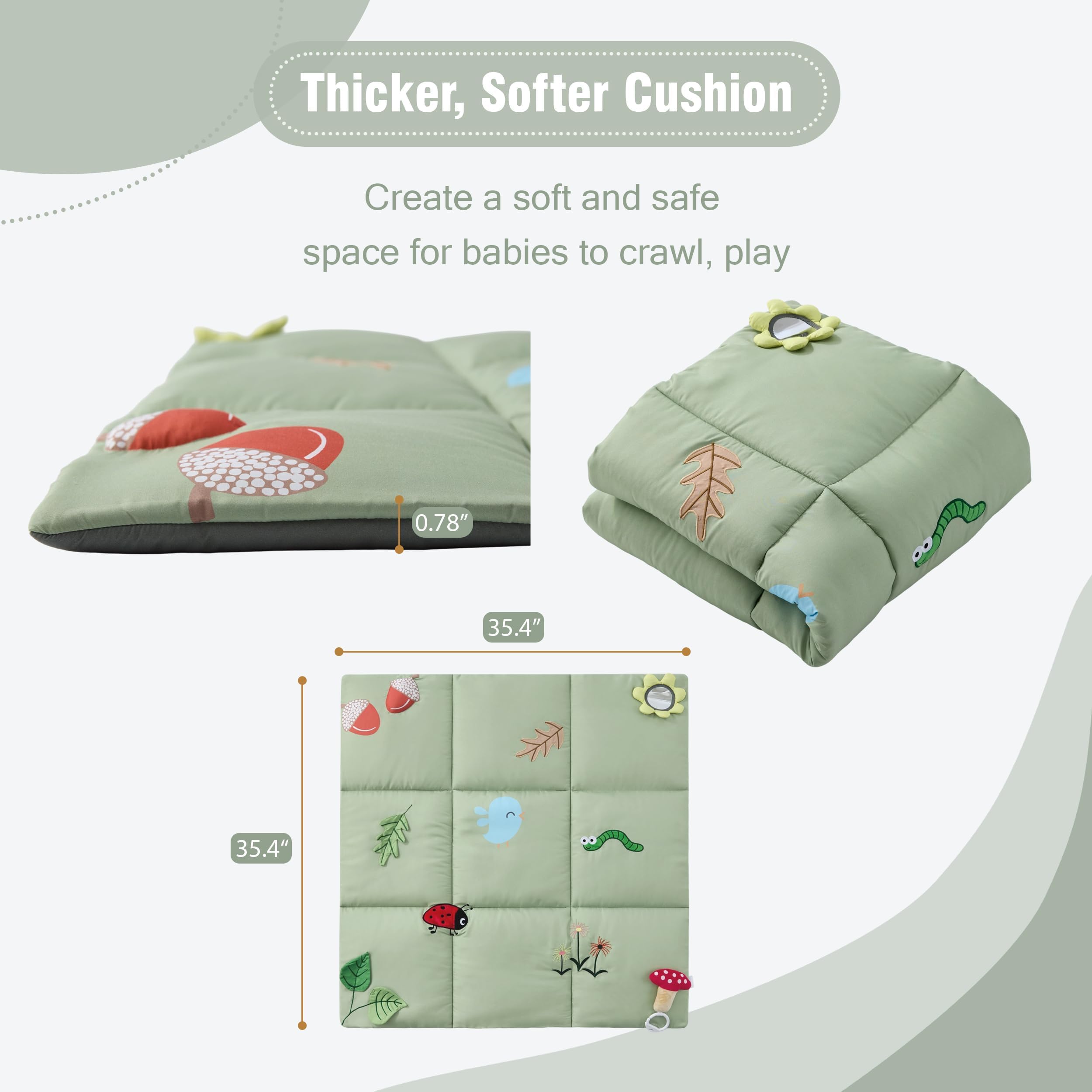 UTEX Premium 9-in-1 Tummy Time Mat, Baby Play Mat, Soft Sensory Mat for Infants, Newborn Essentials Gift - Image 6